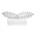 Peine de aleación plateada con diseño de hoja retro para peinados elegantes de boda - H5 Plata