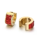 Golden stainless steel hoop earrings with full red crystal inlay for women - Gold Tone Red Zirconia (KE108260-TGD)