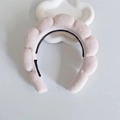 Pink puffy cloud headband made of soft terry cloth with non-slip inner teeth - Lotus Color With Non-Slip Strip