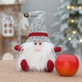 Handmade Christmas gnome gift bag in grey and red knit fabric with festive apple prop - Grey Hat Apple Pouch