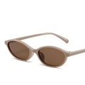 Occhiali da sole ovali retrò Y2K color beige crema con lenti marrone scuro - Montatura Cachi Lenti Tè
