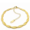 Braided snake chain bracelet in golden titanium steel with adjustable clasp - 2-Strand 18cm Gold Bracelet