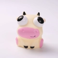 Cute squeeze cow toy with popping eyes design, soft white and pink stress relief doll - Pop Out Eyes Cow