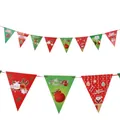 2.9m Merry Christmas triangle paper banner with Santa and reindeer for party decor - 2.5m Red & Green Bunting