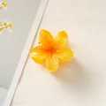 Frangipani flower hair claw clip with bright yellow and orange gradient resin finish - Yellow Orange Heart [4cm Mini]