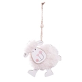 Cute white wool felt sheep ornament with wooden face and natural jute hanging string - Style C