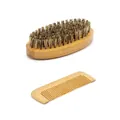 Men's curved beard brush and comb set dimensions: 11cm brush and 10cm wooden comb set - Bamboo Brush and Comb Set