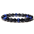 Macro shot of 8mm tiger eye and volcanic lava beads with natural stone texture - Blue Tiger Eye Lava Rock Style (Style-06)