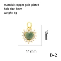 Detail of 11mm green heart gemstone pendant with dimensions and 18K gold plated finish - Indian Agate-Heart Pendant