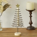 Mini-Weihnachtsbaum aus Holz als Tischdeko mit goldenem Stern und Schneeflocken-Design - Stil B - Weiß