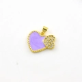Gold-plated heart pendant featuring purple enamel and micro-paved zircon details - #1 Solid Style / Violet