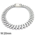 Men's 20mm wide silver Cuban chain bracelet in stainless steel with a sturdy box clasp - 20mm Wide Sandblasted Silver Steel