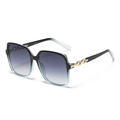 Square oversized sunglasses with black to light blue gradient frame and gold chain decor - Black to Blue Gradient