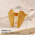 Golden stainless steel angel wing open ring with adjustable 1.7cm width for women - Angel Wings 570 / Gold