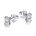 Classic silver S925 sterling silver rectangular cubic zirconia stud earrings - Rectangle 5x7mm