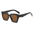 Lunettes de soleil carrées rétro avec monture noire épaisse et verres teintés marron - Monture Noire Verres Bruns