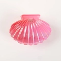 Pink shell hair claw clip with colorful gradient pearlescent finish for women - Red