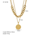 Collana a doppio strato in acciaio inossidabile placcato oro 18k con moneta e catena - Oro 18K / Oro