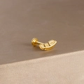 Golden feather design labret stud earring in stainless steel with detailed texture - Gold Delicate Feather Shape