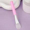 Flat silicone face mask brush with pink handle and white translucent applicator tip - Slanted Tail Style E / Pink