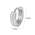 Silver mini hoop earrings with double row round cubic zirconia and snap closure - #27 Silver Double Row Zircon Hoop Style