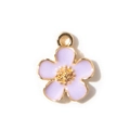 Lavender enamel flower pendant with golden metal frame for DIY jewelry making - Light Purple (Gold Plated)