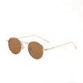 Retro small round metal sunglasses with bright gold frame and brown lenses for women and men - Gold Frame Tea Lens