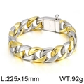 Two-tone 15mm gold and silver stainless steel Cuban link bracelet in 225mm length - Two-tone (Gold & Silver)