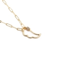 Goldene Büroklammer-Halskette mit hohlem Flügelanhänger und bunten Zirkonsteinen - Flügel Anhänger / 40cm+5cm Verlängerung