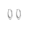 Orecchini a U in argento sterling S925 con texture martellata irregolare minimalista - Versione Grande / Oro Bianco
