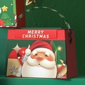 Scatola regalo Babbo Natale con manico per dolci, scatola festiva in carta rossa e verde - Babbo Natale con barba grande