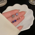Exquisite 925 silver needle bow jewelry set featuring blue starry heart and moon studs - A779 Silver