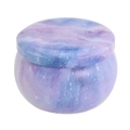 Round metal storage tin with purple galaxy pattern and matching lid for tea or candles - D229-Starry Sky Pattern