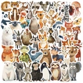 Pack of 50 whimsical watercolor animal stickers for DIY decorating laptop and bottles - Illustration Animals 3 (WES187) / 50 Sheets