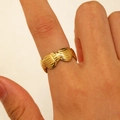 Adjustable irregular 18K gold plated stainless steel ring with vintage embossed design - 18K Gold Vintage Relief (WG-0712)