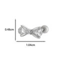 Silver bow stud earring with pear-shaped cubic zirconia and screw-back closure - 1# Silver (White Zirconia)