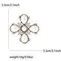 Spilla vintage con perle barocche e strass dorati, dimensioni 5,3 cm x 5,3 cm - Oro
