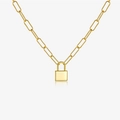 Collier punk en argent S925 à grosse chaîne trombone avec pendentif cadenas doré - Argent 925 / Or 18K