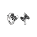 Orecchini a cerchio vintage in argento S925 con croce gotica e design floreale corona - Argento 925 / Argento Antico