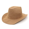 Classic woven straw cowboy Panama hat with curved brim and sun protection for both men and women - Khaki