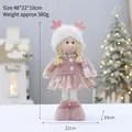 Poupée de Noël en peluche rose avec jambes extensibles, écharpe et bonnet blanc - Rose-Fille-Télescopique