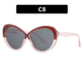 Cat eye glasses frames with red and pink dual-tone finish and cross bridge detail - Tea & Pink / Grey Lens