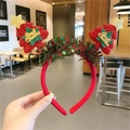 Christmas headband with red glitter trees, green tinsel, and Merry Christmas gold stars - Red Sequin Christmas Tree