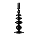 Glossy black stackable sphere glass candle holder with elegant wavy base design - Black Stacked Sculpture (D3)