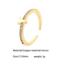 14K gold plated open ring with cubic zirconia letter Y charm for minimalist style - Letter Y