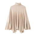 Haut poncho beige à col montant avec ourlet à volants superposés et style cape - XS / Champagne