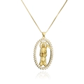 Collana con pendente Santa Muerte placcata in oro e pietre di zircone su catena box - Oro