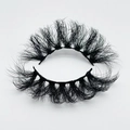 Detailed macro shot of 20mm thick messy faux mink eyelashes with Russian curl effect - B8170-20F