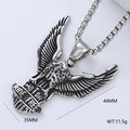 Detail of eagle pendant with MOTOR RIDE FREE CYCLES engraving and size measurements - Motor Ride Eagle (Style 18)