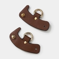 Brown leather bag strap connectors with golden D-rings for DIY handbag modification - Brown Gold Buckle Pair